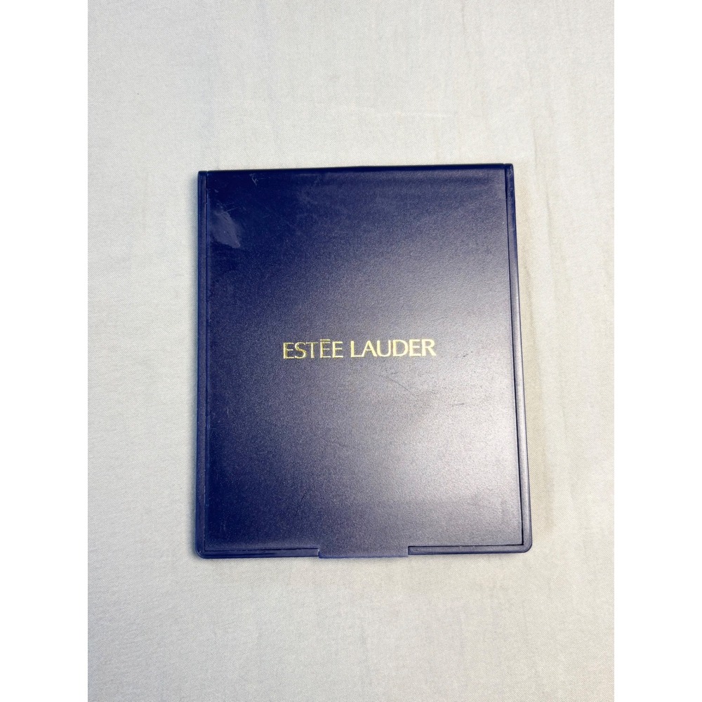 Vintage Estee Lauder Folding Compact Travel Mirror blue Gold Logo